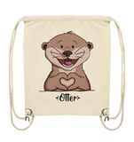 "Herz Otter" - Organic Gym-Bag - Schweinchen's Shop - Taschen - Natural / ca. 38x42