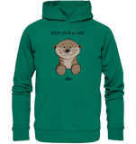 Otter "KEEP CALM" - Organic Hoodie - Schweinchen's Shop - Hoodies - Varsity Green / XS