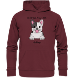 "Keep Calm" - Bulldog - Organic Hoodie - Schweinchen's Shop - Hoodies - Burgundy / XS