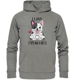 "I Love Frenchies" - Organic Hoodie - Schweinchen's Shop - Hoodies - Mid Heather Grey / XS