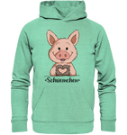 Hoodie - "Herz Schweinchen" - Unisex - Schweinchen's Shop - Hoodies - Mid Heather Green / XS