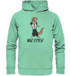 "Mr Otter" - Vorn - Organic Hoodie - Schweinchen's Shop - Hoodies - Mid Heather Green / XS