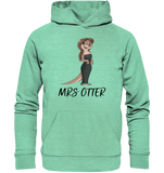"Mrs Otter" - Vorn - Organic Hoodie - Schweinchen's Shop - Hoodies - Mid Heather Green / XS