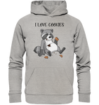 "I LOVE COOKIES" - Waschbär - Organic Hoodie - Schweinchen's Shop - Hoodies - Heather Grey / XS