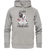 "I Love Frenchies" - Organic Hoodie - Schweinchen's Shop - Hoodies - Heather Grey / XS