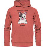 "Keep Calm" - Bulldog - Organic Hoodie - Schweinchen's Shop - Hoodies - Mid Heather Red / XS