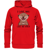 Otter - "Love You Like No Otter" - Organic Hoodie - Schweinchen's Shop - Hoodies - Bright Red / XS