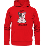 "I Love Frenchies" - Organic Hoodie - Schweinchen's Shop - Hoodies - Bright Red / XS