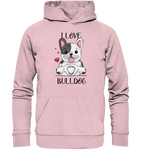 "I Love Bulldogs" - Organic Hoodie - Schweinchen's Shop - Hoodies - Cotton Pink / XS