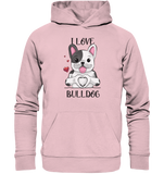 "I Love Bulldogs" - Organic Hoodie - Schweinchen's Shop - Hoodies - Cotton Pink / XS