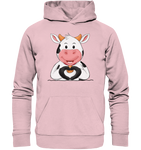 Herz Kuh o.T. - Organic Hoodie - Schweinchen's Shop - Hoodies - Cotton Pink / XS