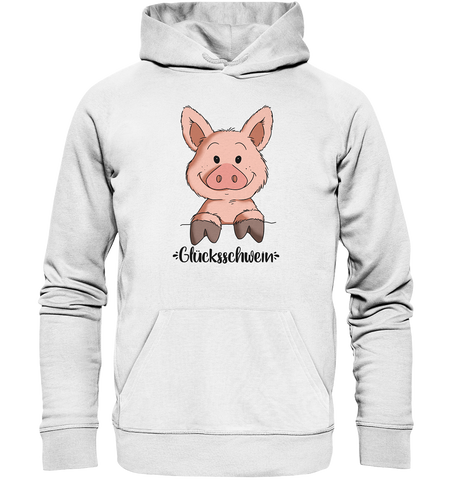 "Glücksschwein" - Organic Hoodie Unisex - Schweinchen's Shop - Hoodies - White / XS