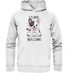 "I Love Bulldogs" - Organic Hoodie - Schweinchen's Shop - Hoodies - White / XS