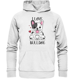 "I Love Bulldogs" - Organic Hoodie - Schweinchen's Shop - Hoodies - White / XS