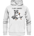 "I LOVE COOKIES" - Waschbär - Organic Hoodie - Schweinchen's Shop - Hoodies - White / XS