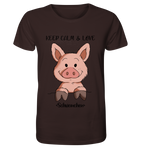 T-Shirt - "Keep Calm" - Organic Shirt - Schweinchen's Shop - Unisex-Shirts - Deep Chocolate / XS