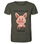 T-Shirt - "Keep Calm" - Organic Shirt - Schweinchen's Shop - Unisex-Shirts - Khaki / XS