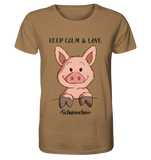 T-Shirt - "Keep Calm" - Organic Shirt - Schweinchen's Shop - Unisex-Shirts - Camel / XS