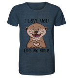 Otter - "Love You Like No Otter" - Organic Shirt (meliert) - Schweinchen's Shop - Unisex-Shirts - Dark Heather Blue / XS