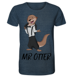 T-Shirt - "Mr Otter" - Men - Schweinchen's Shop - Unisex-Shirts - Dark Heather Blue / XS
