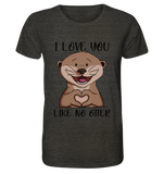 Otter - "Love You Like No Otter" - Organic Shirt (meliert) - Schweinchen's Shop - Unisex-Shirts - Dark Heather Grey / XS