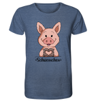 "Herz Schweinchen" - Organic Shirt (meliert) - Schweinchen's Shop - Unisex-Shirts - Dark Heather Indigo / XS
