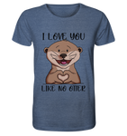Otter - "Love You Like No Otter" - Organic Shirt (meliert) - Schweinchen's Shop - Unisex-Shirts - Dark Heather Indigo / XS
