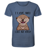 Otter - "Love You Like No Otter" - Organic Shirt (meliert) - Schweinchen's Shop - Unisex-Shirts - Dark Heather Indigo / XS