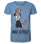 T-Shirt - "Mr Otter" - Men - Schweinchen's Shop - Unisex-Shirts - Mid Heather Blue / XS