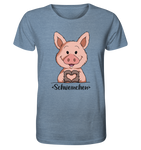"Herz Schweinchen" - Organic Shirt (meliert) - Schweinchen's Shop - Unisex-Shirts - Mid Heather Blue / XS