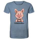 "Herz Schweinchen" - Organic Shirt (meliert) - Schweinchen's Shop - Unisex-Shirts - Mid Heather Blue / XS