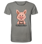 "Herz Schweinchen" - Organic Shirt (meliert) - Schweinchen's Shop - Unisex-Shirts - Mid Heather Grey / XS