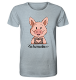 "Herz Schweinchen" - Organic Shirt (meliert) - Schweinchen's Shop - Unisex-Shirts - Heather Ice Blue / XS