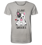 "I LOVE DOGGIES" - Organic Shirt (meliert) - Schweinchen's Shop - Unisex-Shirts - Heather Grey / XS