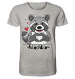 "Herz Waschbär" - Organic Shirt (meliert) - Schweinchen's Shop - Unisex-Shirts - Heather Grey / XS