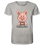 "Herz Schweinchen" - Organic Shirt (meliert) - Schweinchen's Shop - Unisex-Shirts - Heather Grey / XS
