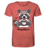 "Herz Waschbär" - Organic Shirt (meliert) - Schweinchen's Shop - Unisex-Shirts - Mid Heather Red / XS