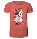 "I LOVE DOGGIES" - Organic Shirt (meliert) - Schweinchen's Shop - Unisex-Shirts - Mid Heather Red / XS