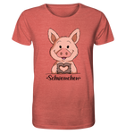 "Herz Schweinchen" - Organic Shirt (meliert) - Schweinchen's Shop - Unisex-Shirts - Mid Heather Red / XS