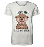 Otter - "Love You Like No Otter" - Organic Shirt (meliert) - Schweinchen's Shop - Unisex-Shirts - Cream Heather Grey / XS