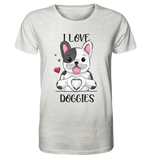 "I LOVE DOGGIES" - Organic Shirt (meliert) - Schweinchen's Shop - Unisex-Shirts - Cream Heather Grey / XS