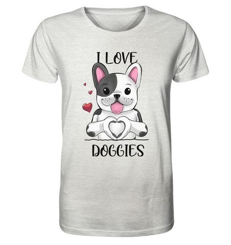 "I LOVE DOGGIES" - Organic Shirt (meliert) - Schweinchen's Shop - Unisex-Shirts - Cream Heather Grey / XS