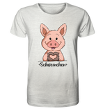 "Herz Schweinchen" - Organic Shirt (meliert) - Schweinchen's Shop - Unisex-Shirts - Cream Heather Grey / XS