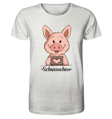"Herz Schweinchen" - Organic Shirt (meliert) - Schweinchen's Shop - Unisex-Shirts - Cream Heather Grey / XS