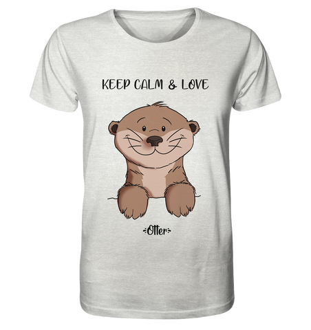 Otter "KEEP CALM" - Organic Shirt (meliert) - Schweinchen's Shop - Unisex-Shirts - Cream Heather Grey / XS