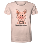 "Herz Schweinchen" - Organic Shirt (meliert) - Schweinchen's Shop - Unisex-Shirts - Cream Heather Pink / XS