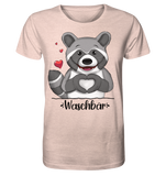 "Herz Waschbär" - Organic Shirt (meliert) - Schweinchen's Shop - Unisex-Shirts - Cream Heather Pink / XS