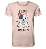 "I LOVE DOGGIES" - Organic Shirt (meliert) - Schweinchen's Shop - Unisex-Shirts - Cream Heather Pink / XS