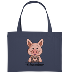 "Herz Schweinchen" - Organic Shopping-Bag - Schweinchen's Shop - Taschen - Midnight Blue / ca. 49x37