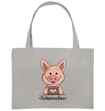 "Herz Schweinchen" - Organic Shopping-Bag - Schweinchen's Shop - Taschen - Heather Grey / ca. 49x37